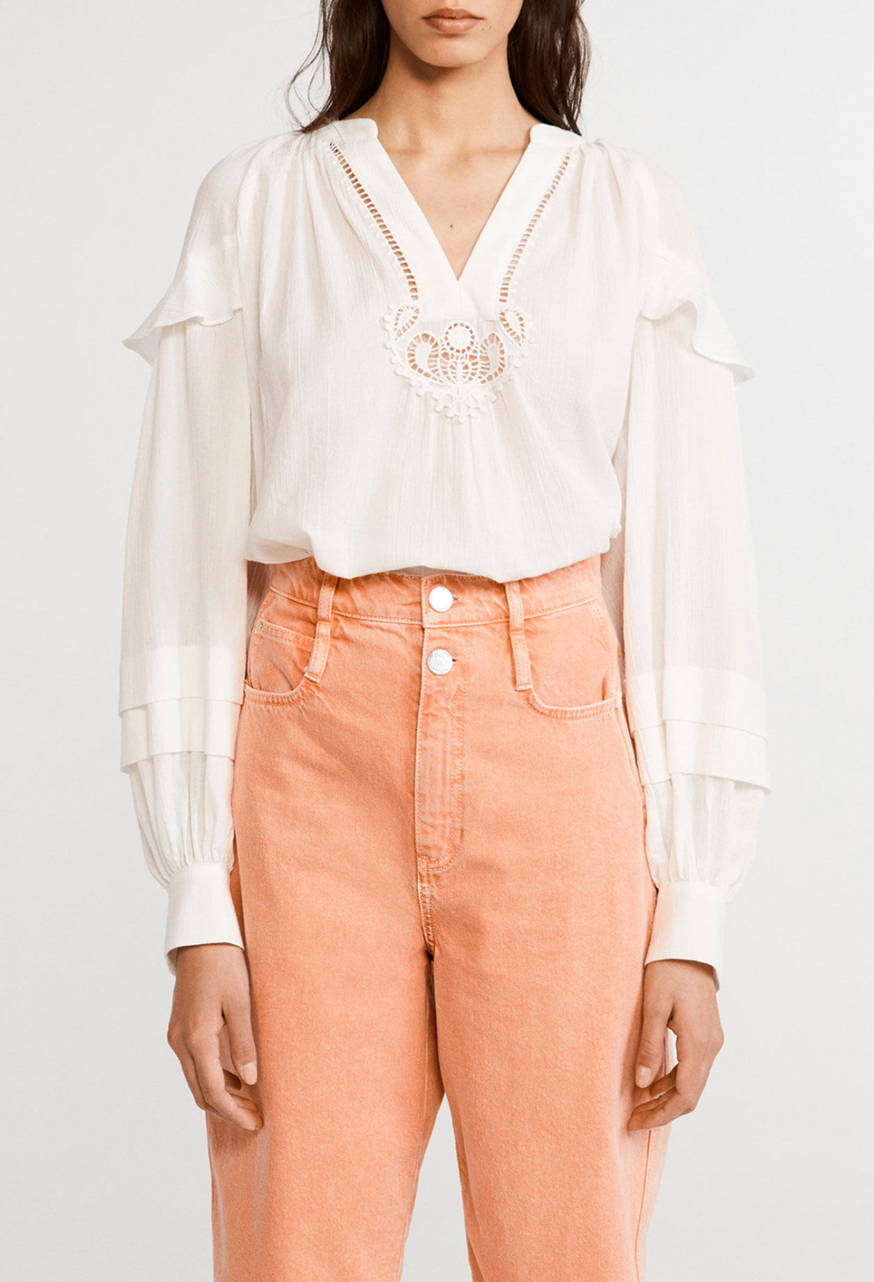 Organic cotton blouse with puff sleeves