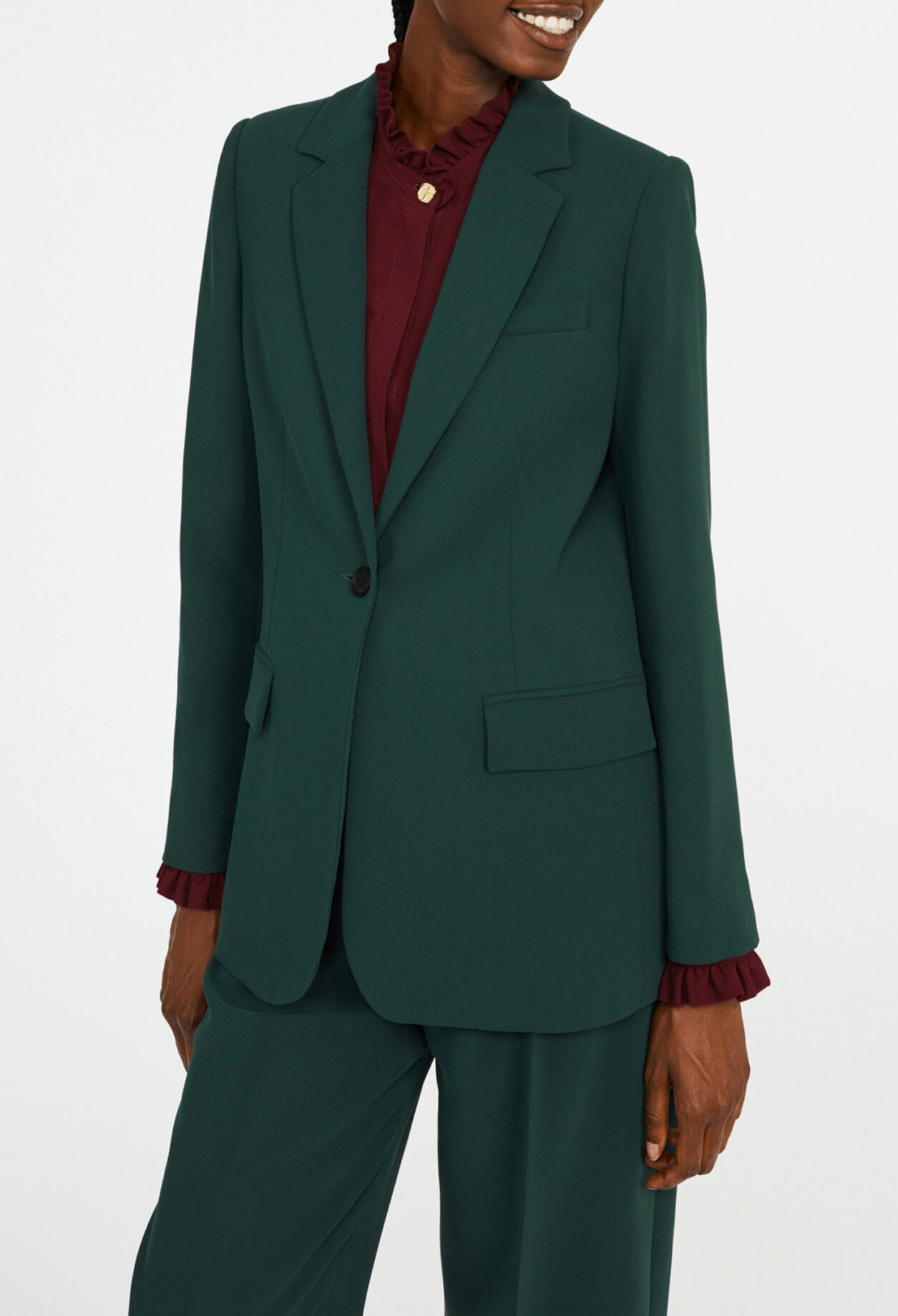 Veste vert forêt tailleur cintrée