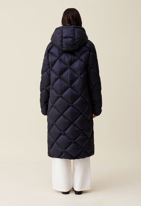 Doudoune longue capuche matelassée