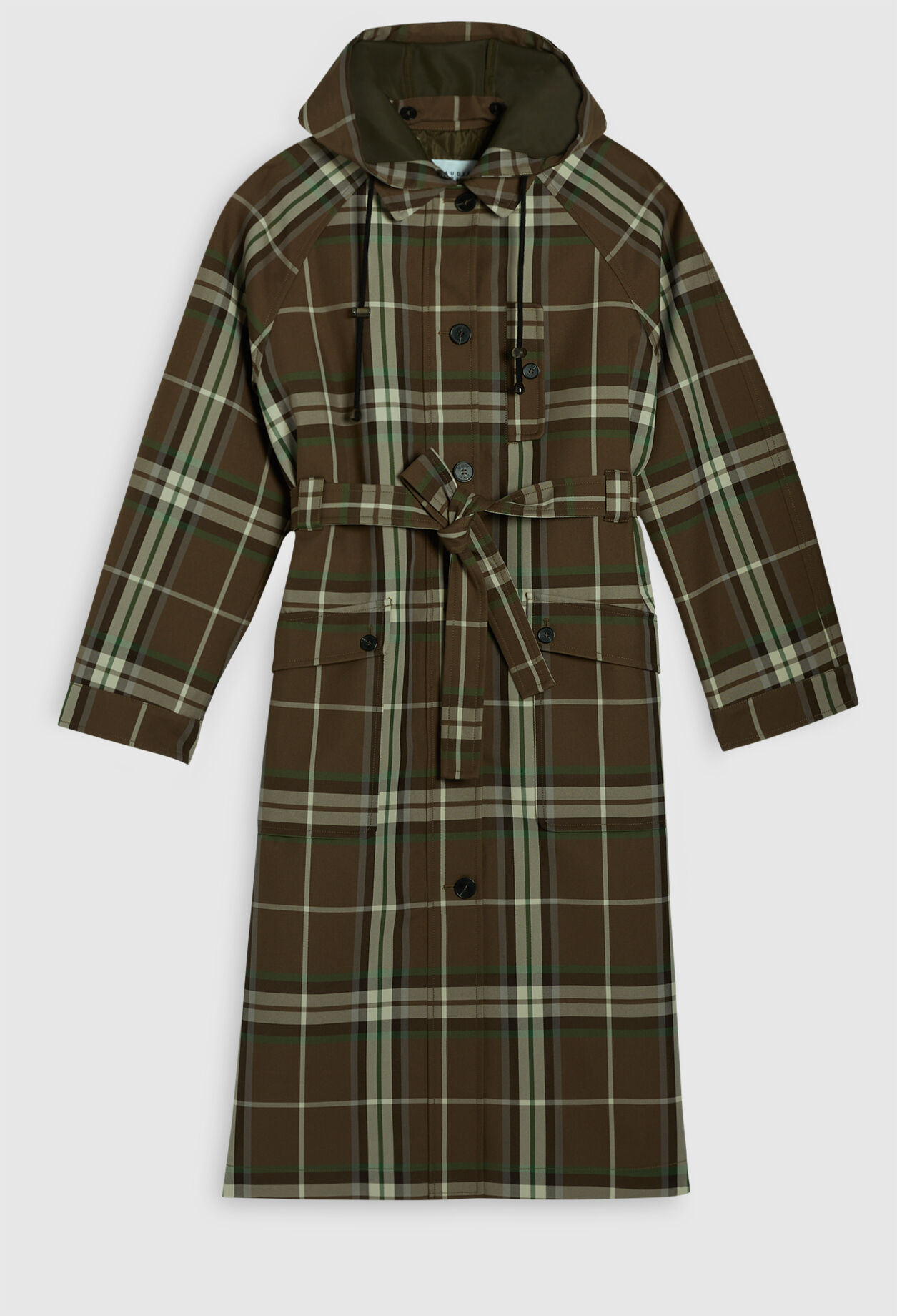 Checked trench coat