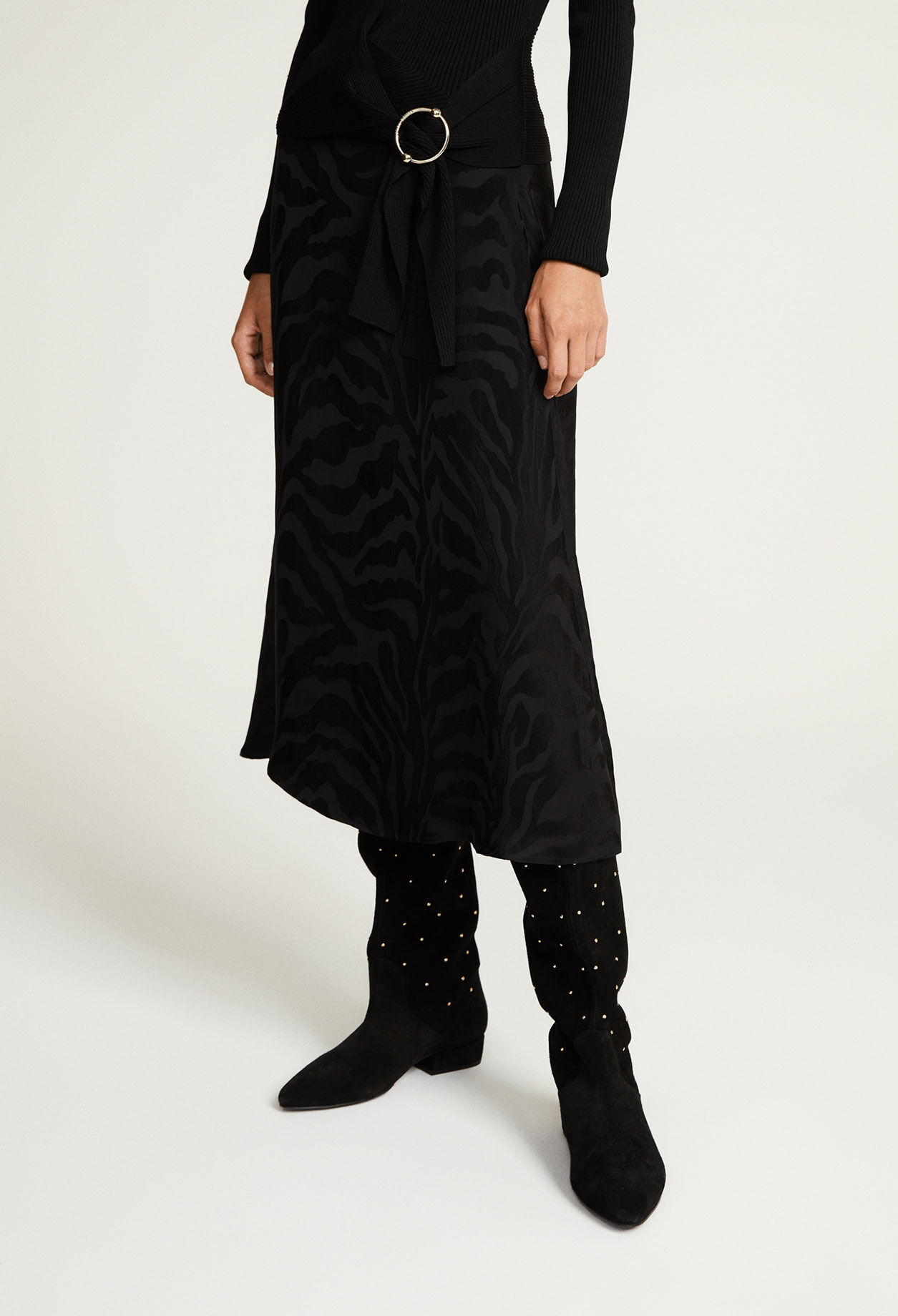 Black satin skirt