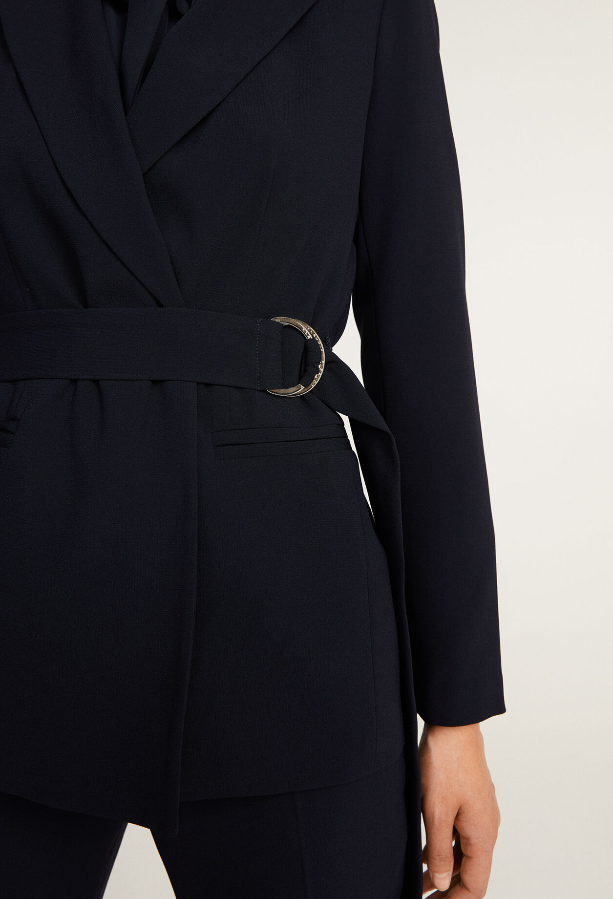 Veste De Tailleur Unie Ceinturée