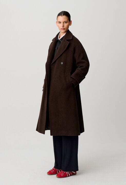 Manteau long ceintur&eacute;