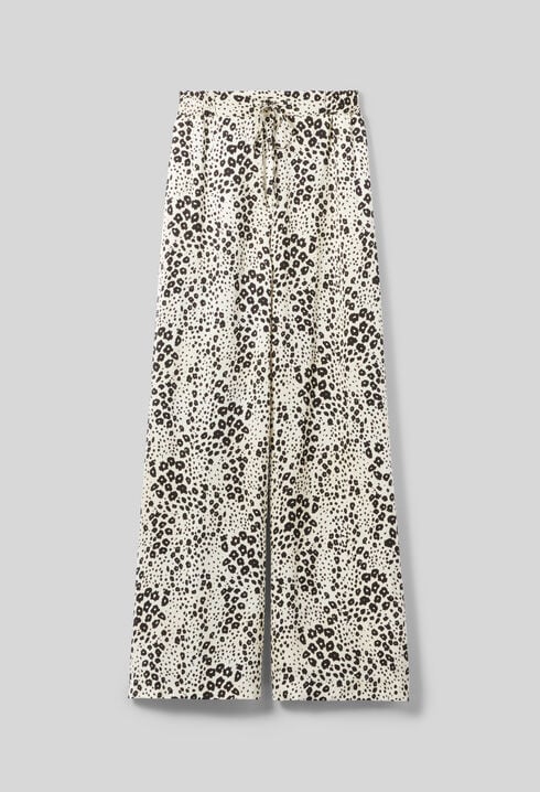 Pantalon large satin l&eacute;opard