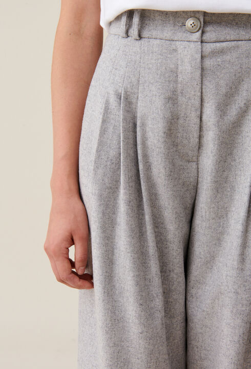 Pantalon large maille gris clair