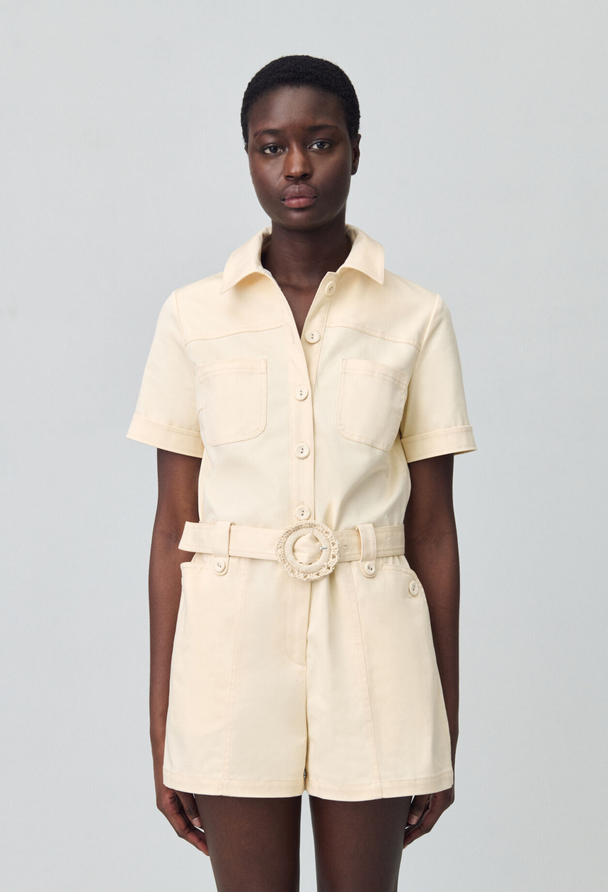 Shirt collar jumpsuit
