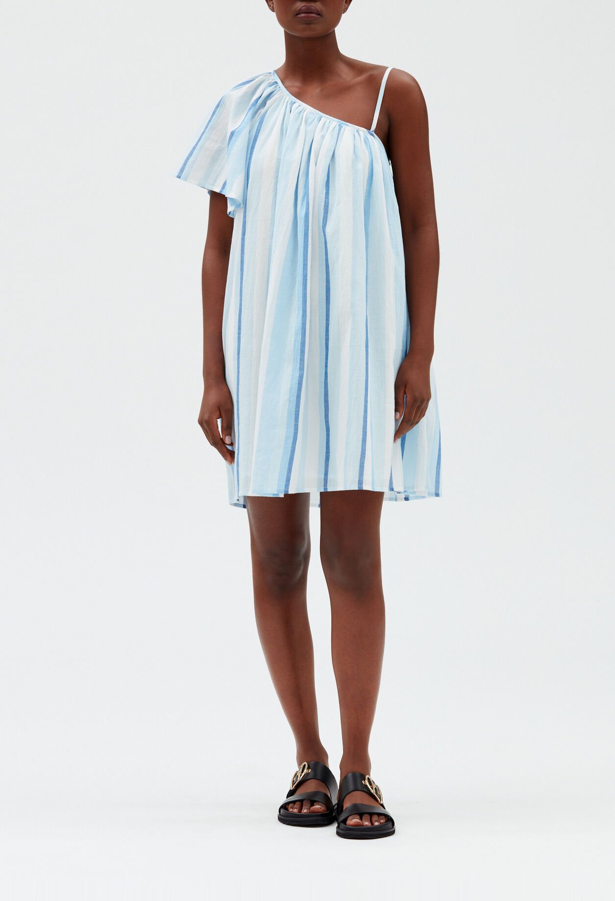 Robe courte asymétrique bleue