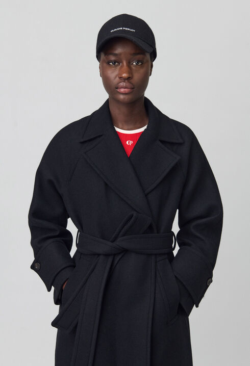 Mid-length wool blend coat