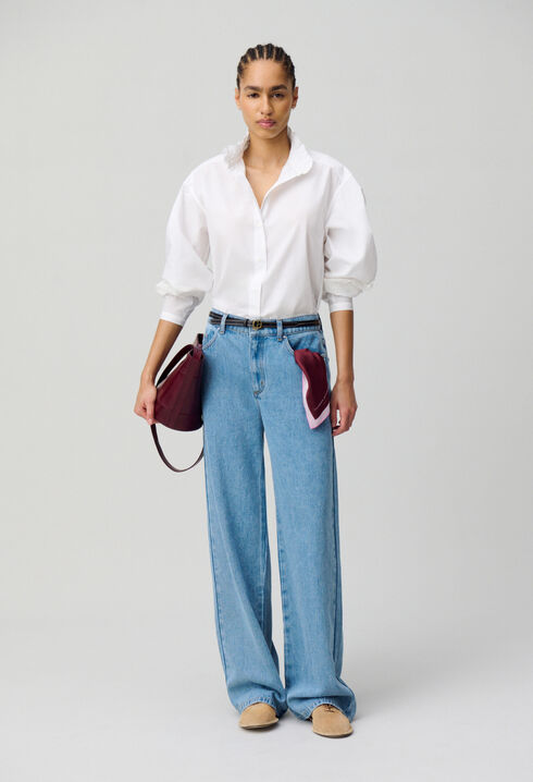 Chemise coton col volanté