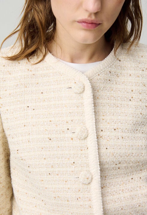 Veste courte tweed boutonné