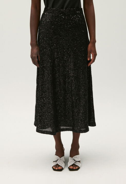 Black midi skirt with sequins