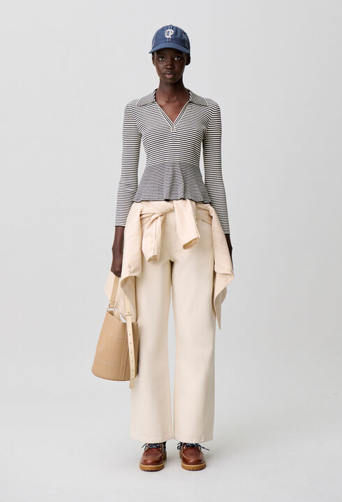 Striped long-sleeved top