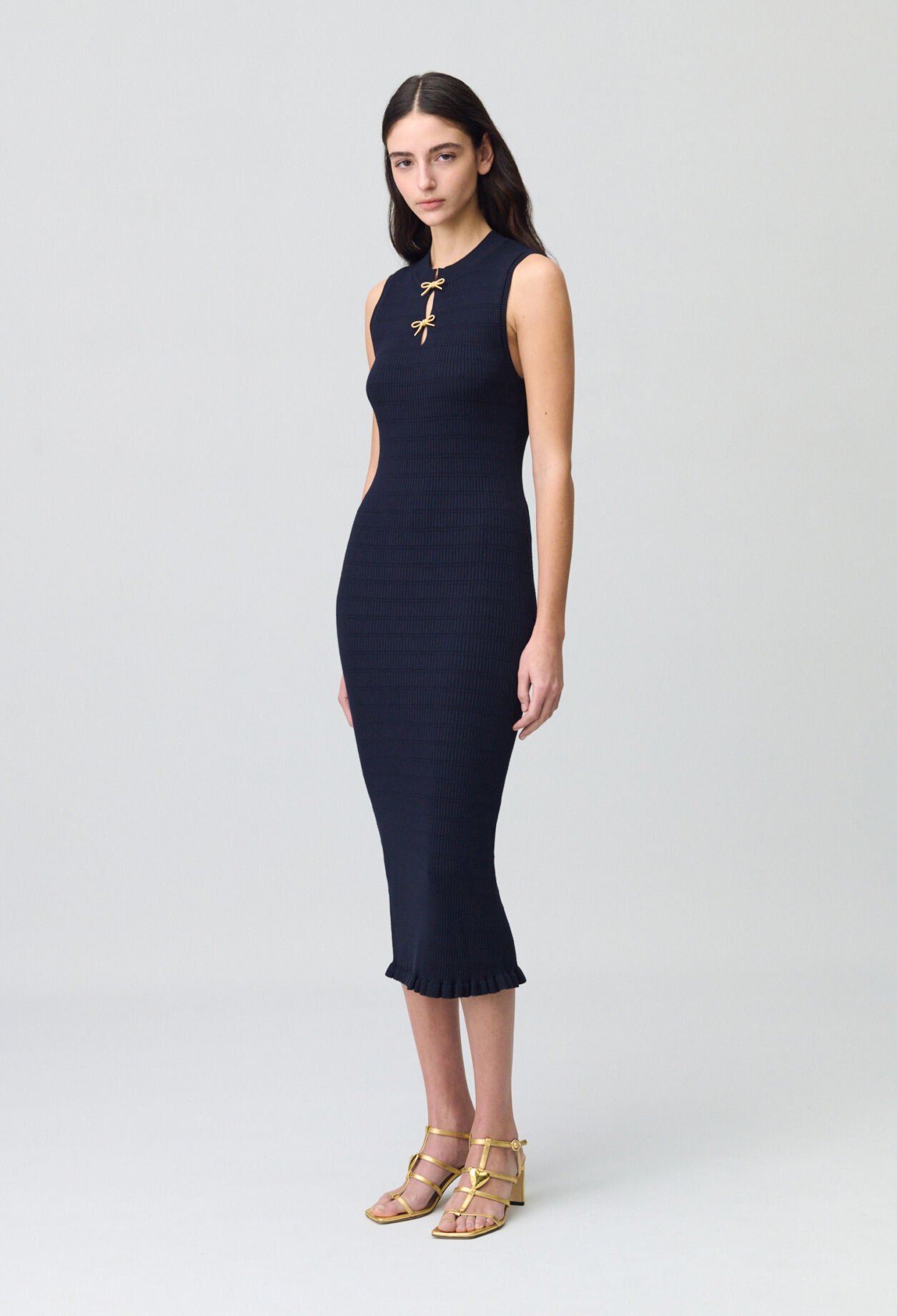 Robe longue maille fine noeuds