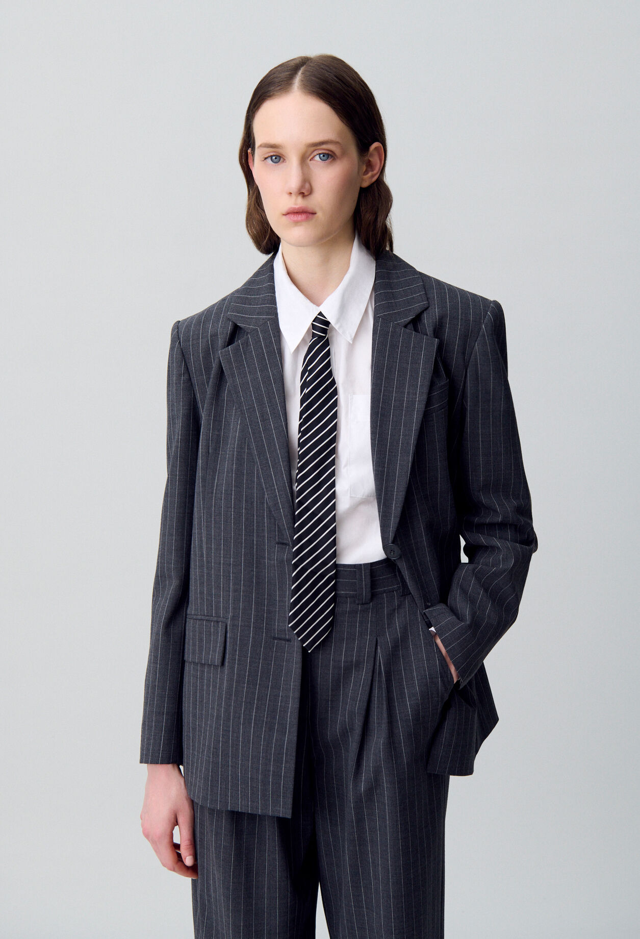 Slim striped tie