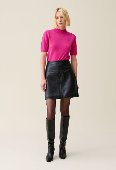 Leather mini skirt