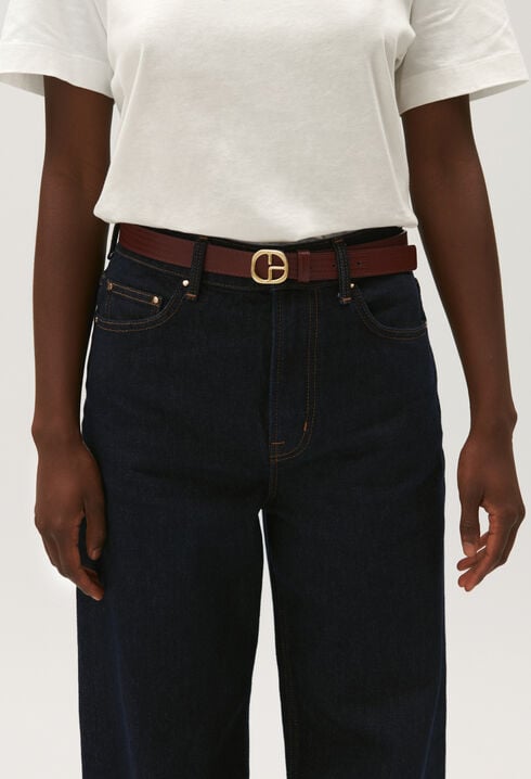 Burgundy leather belt