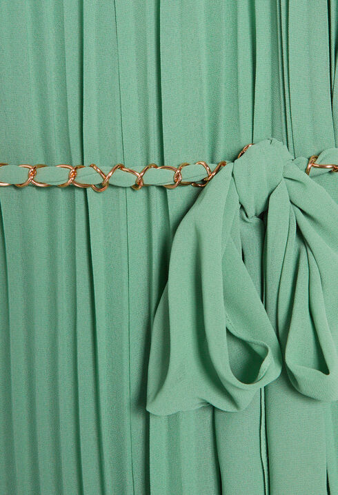 Pleated jumpsuit with straps