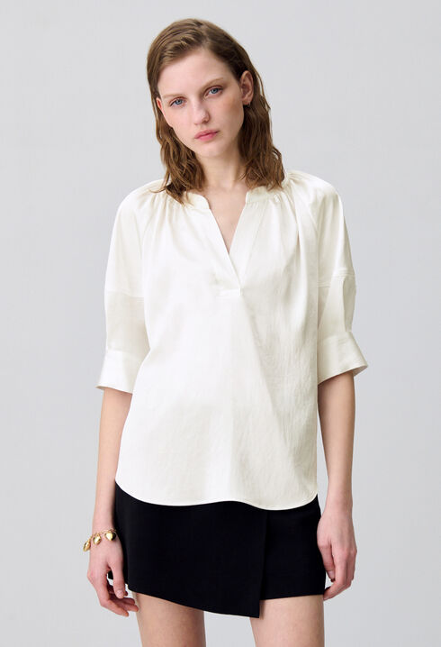 Blouse fluide col tunisien