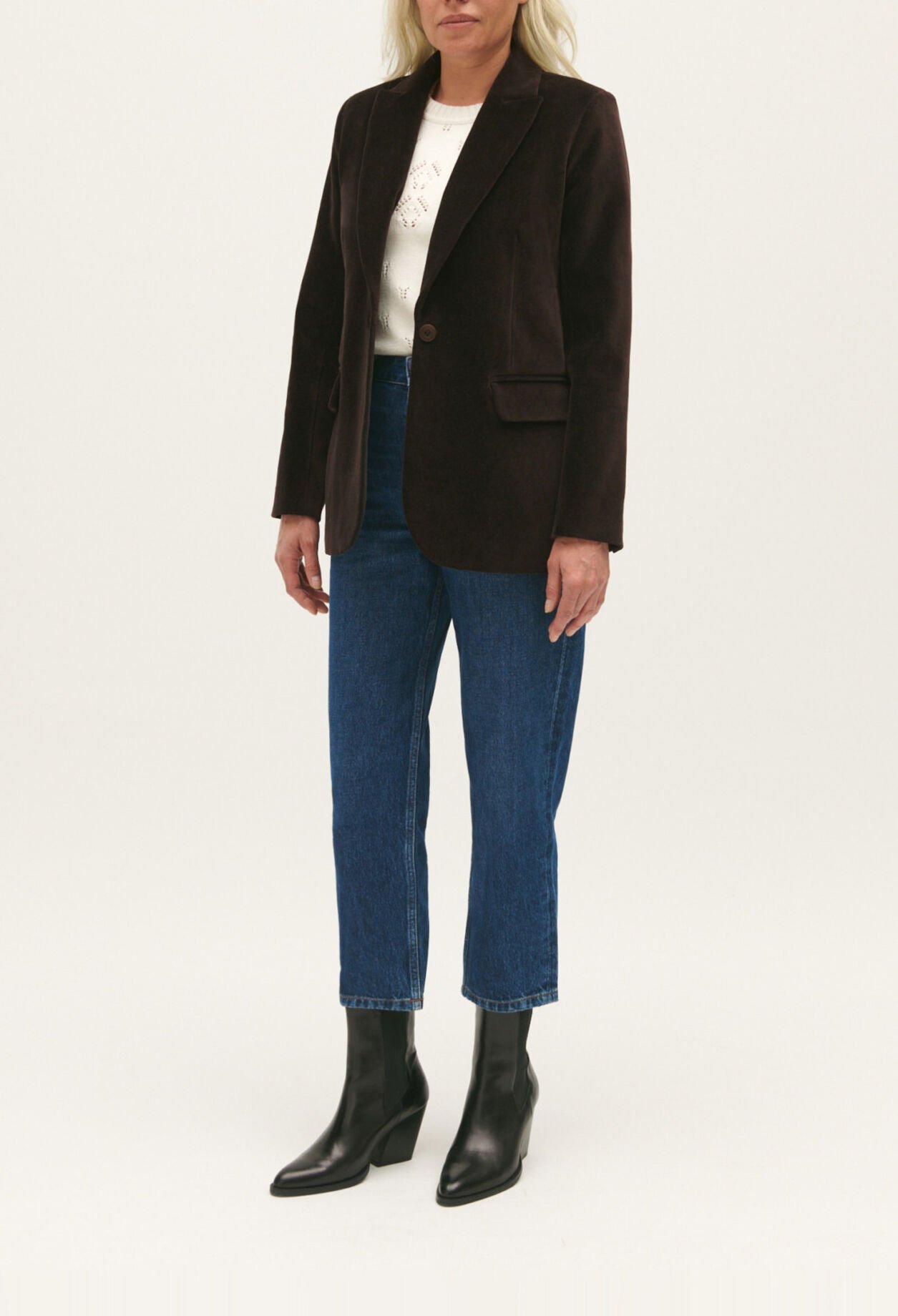 Chocolate velvet suit jacket