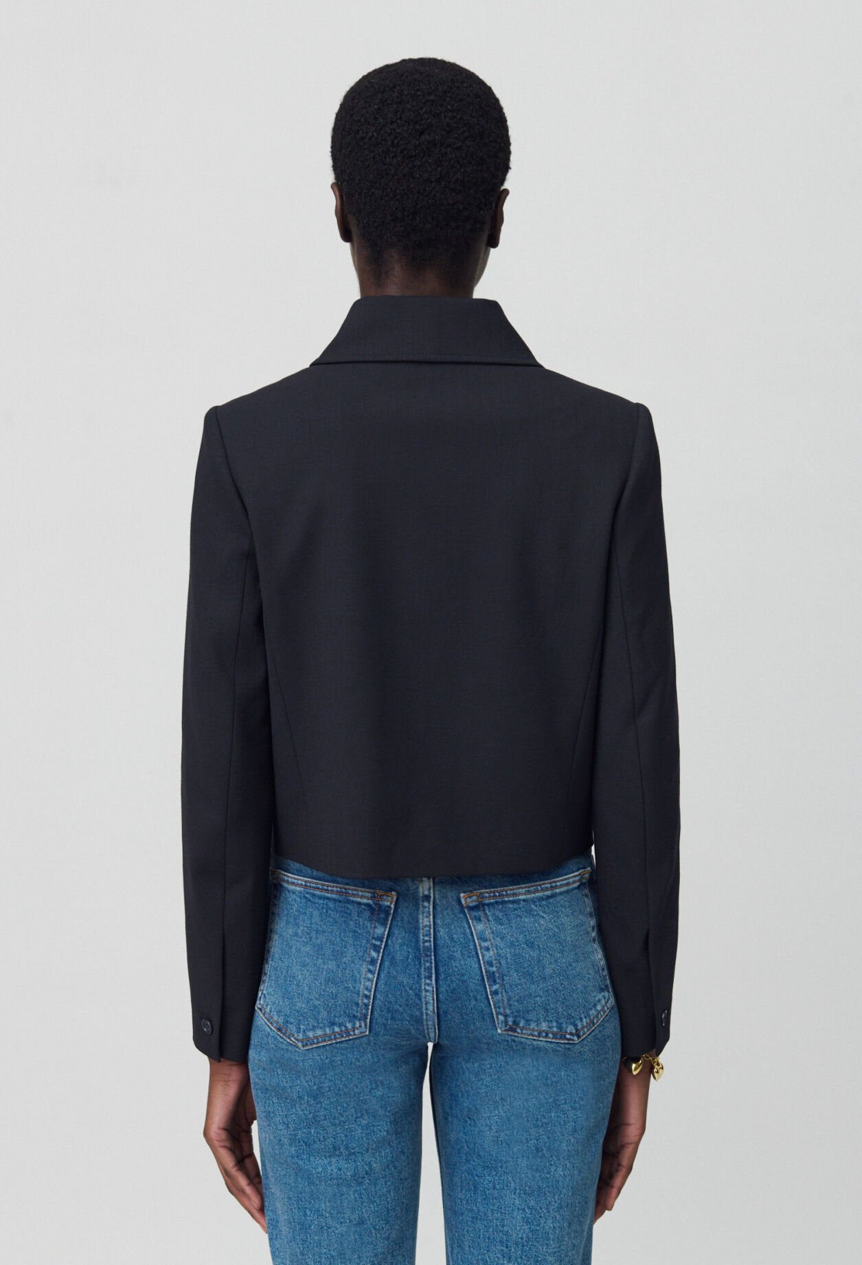 Veste boîte laine mélangée noir