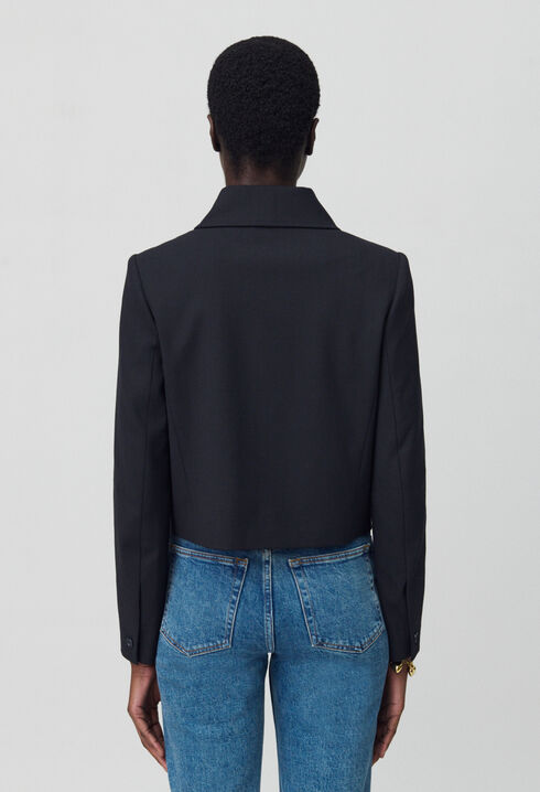 Black wool-blend box jacket