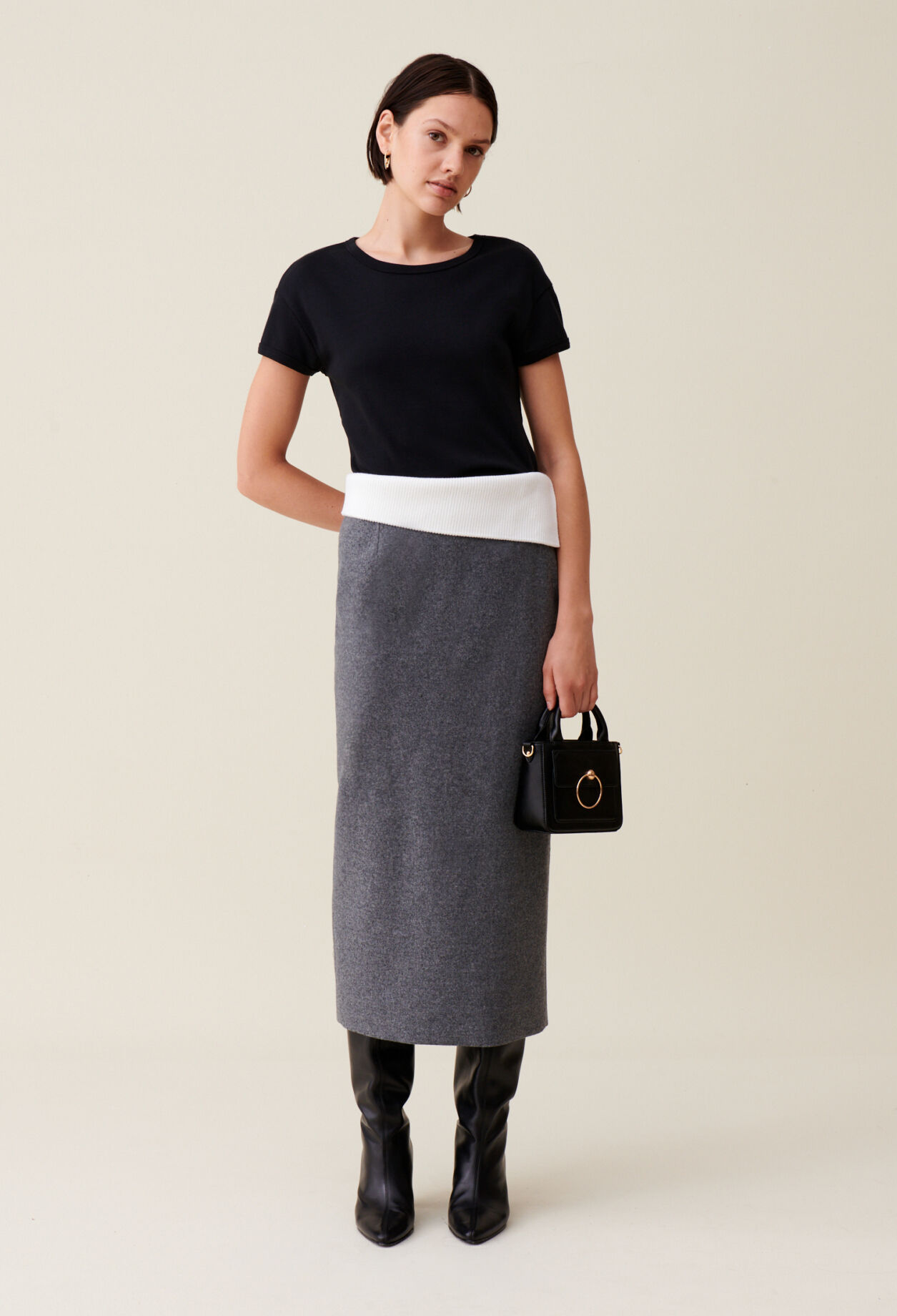 Jupe droite gris pour femme Claudie Pierlot