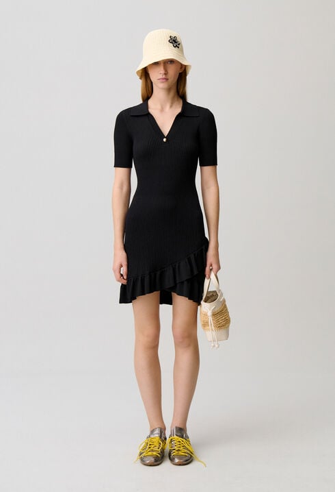 Shirt collar knit dress