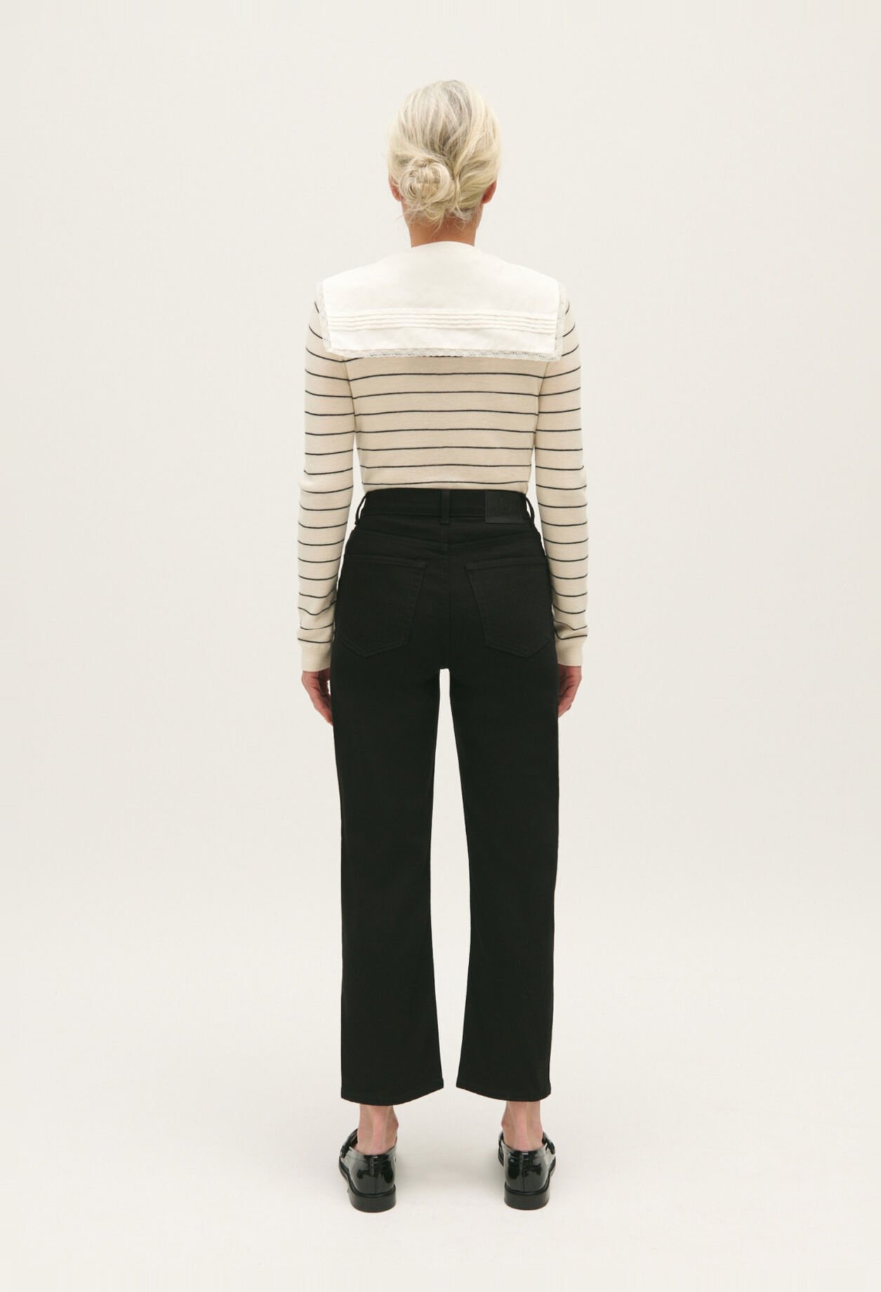 Black straight-leg jeans