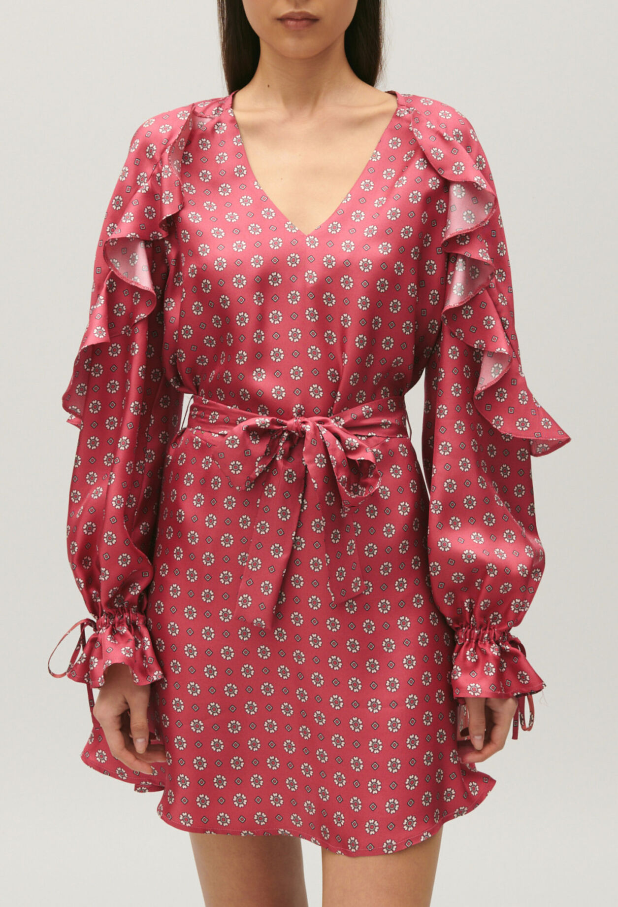 Printed satin mini dress