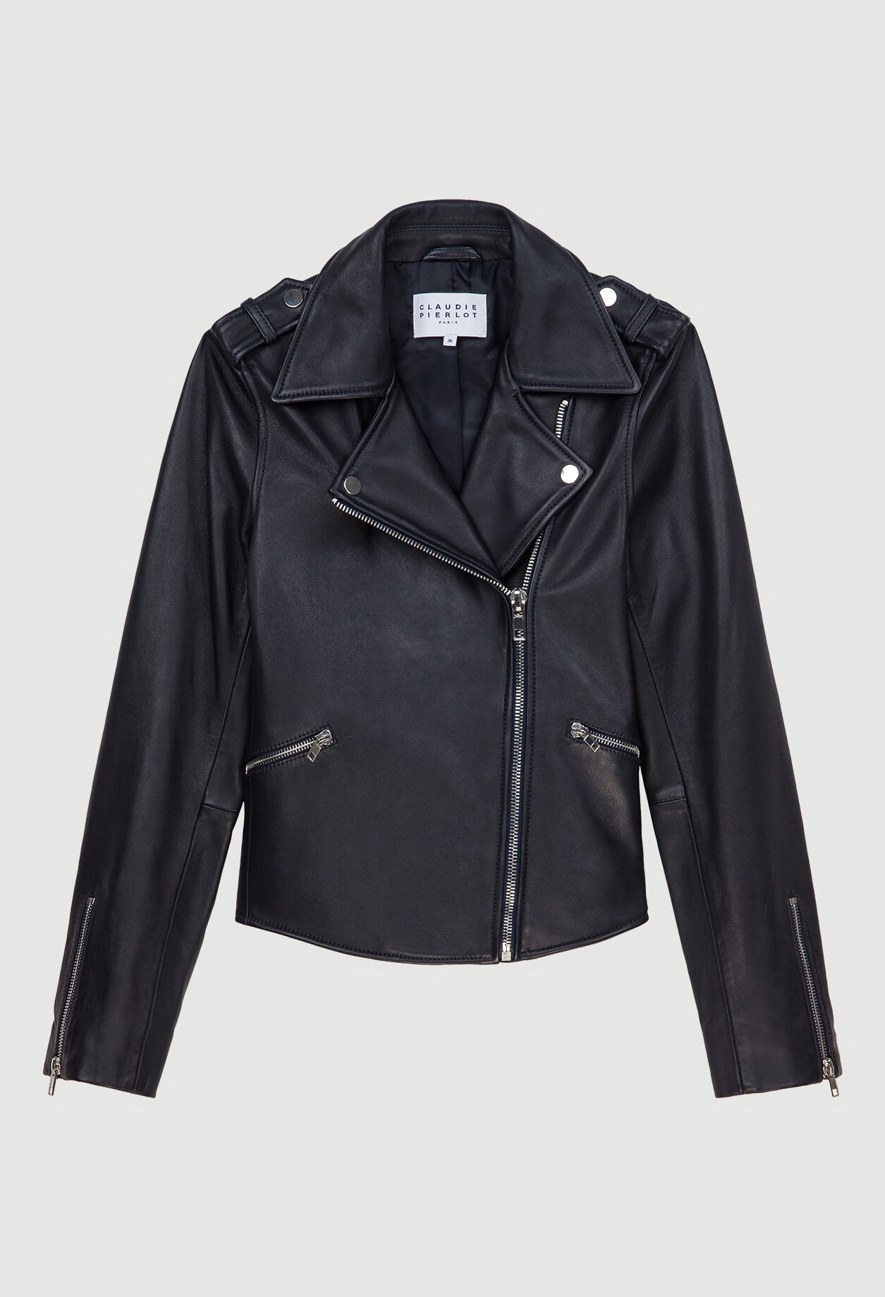 Cross-over leather jacket