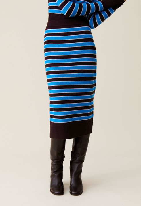 Striped knit sailor skirt