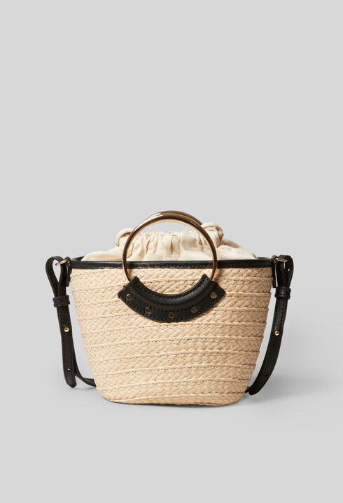 Small woven basket bag with ring
