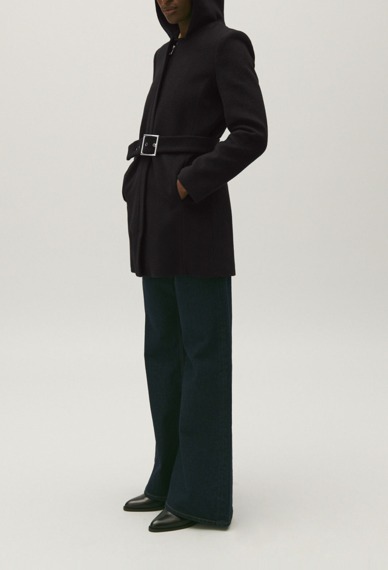 Manteau ceinturé en laine et cachemire