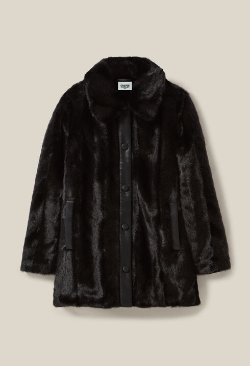 Manteau fausse fourrure noir