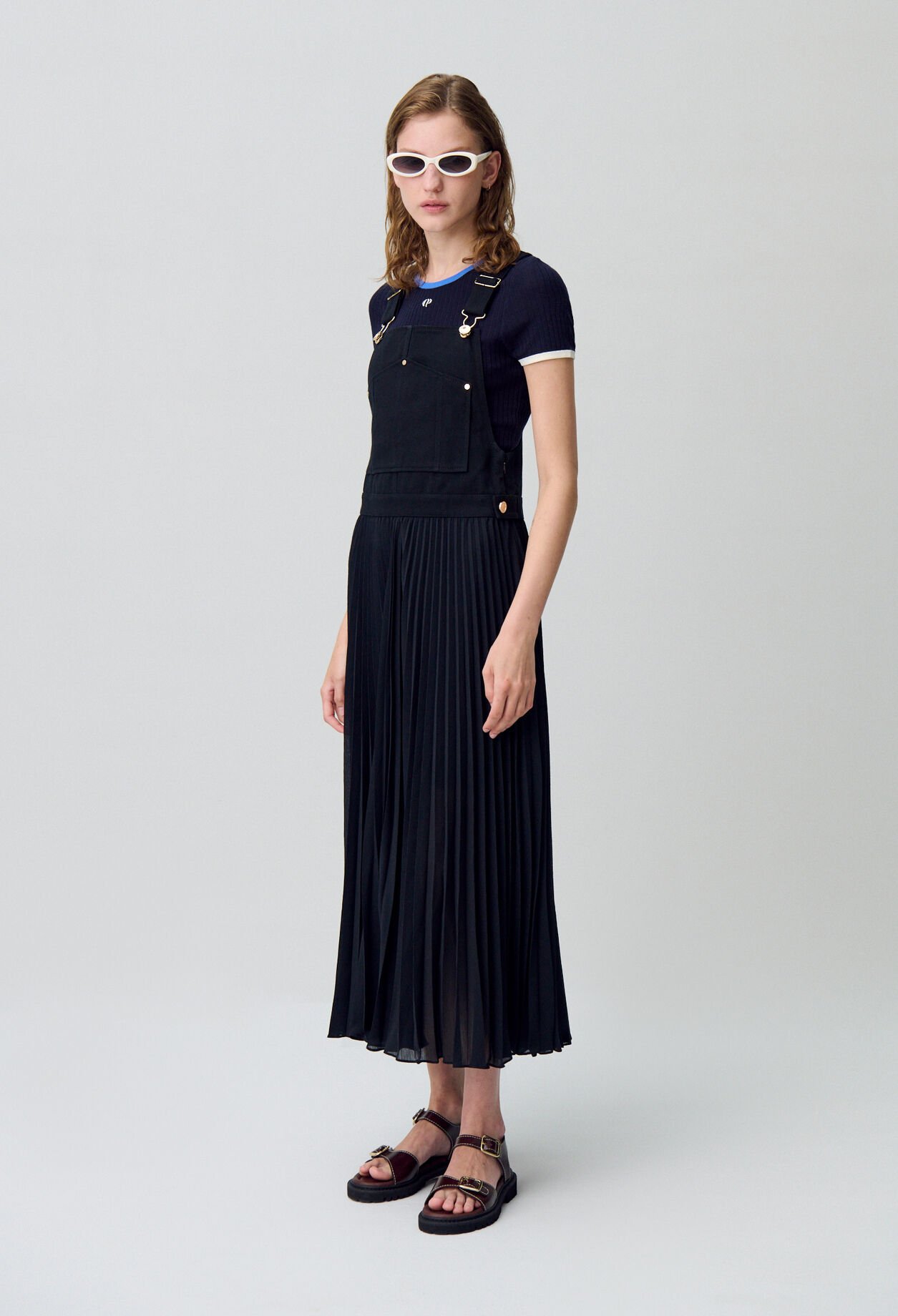 Robe longue plissée