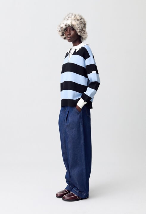 Pull polo large rayures