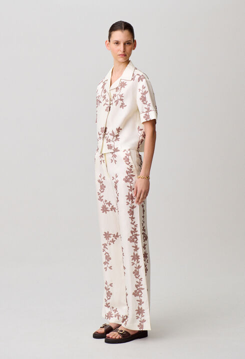 Floral wide-leg trousers