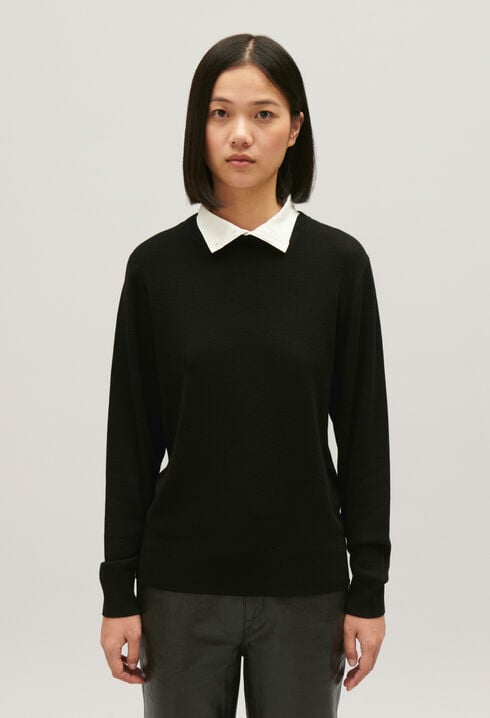 Pull laine col montant noir