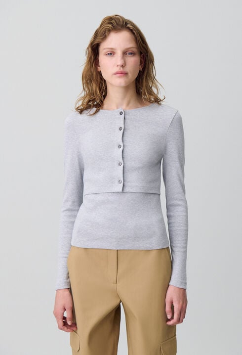 Cotton Cardigan T-Shirt Set