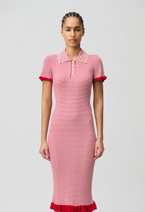 Robe longue maille fine rayée