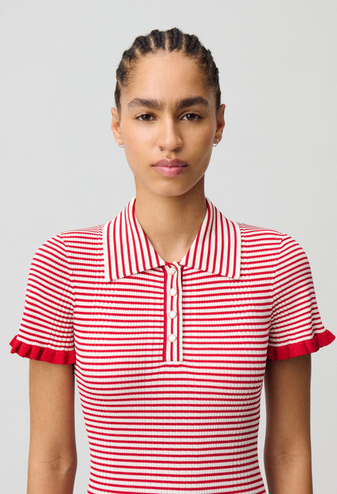 Robe longue maille fine rayée
