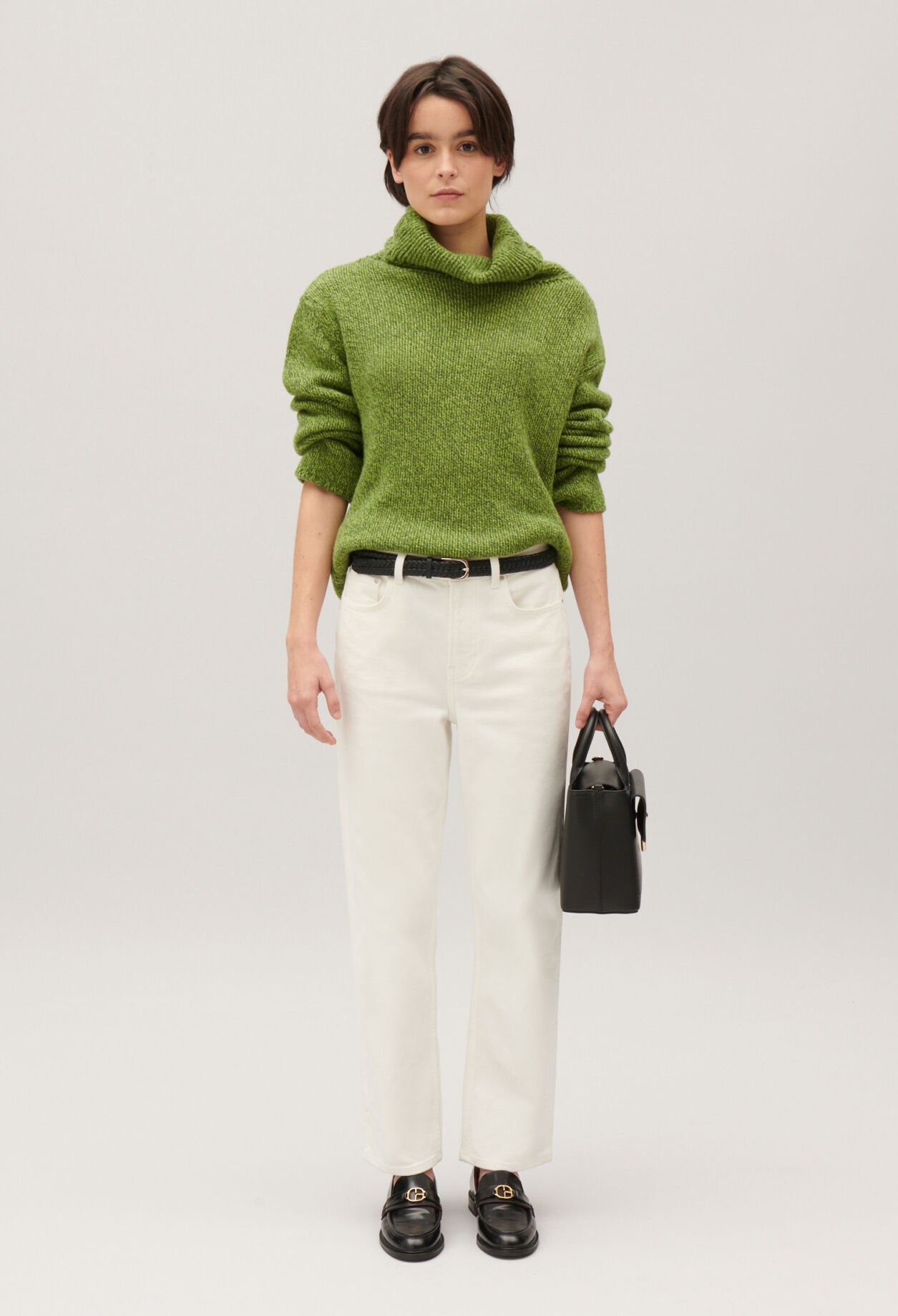 Matcha knitted polo neck jumper