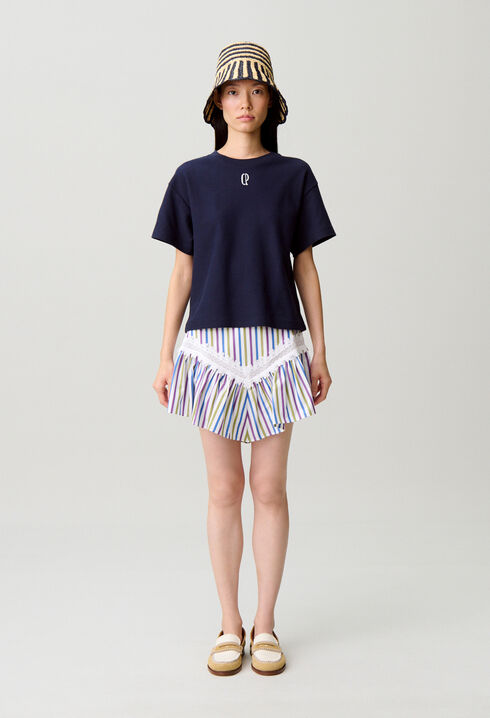 Jupe ray&eacute;e courte