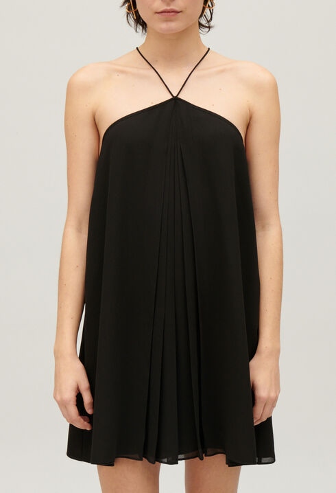 Short black pleated dress