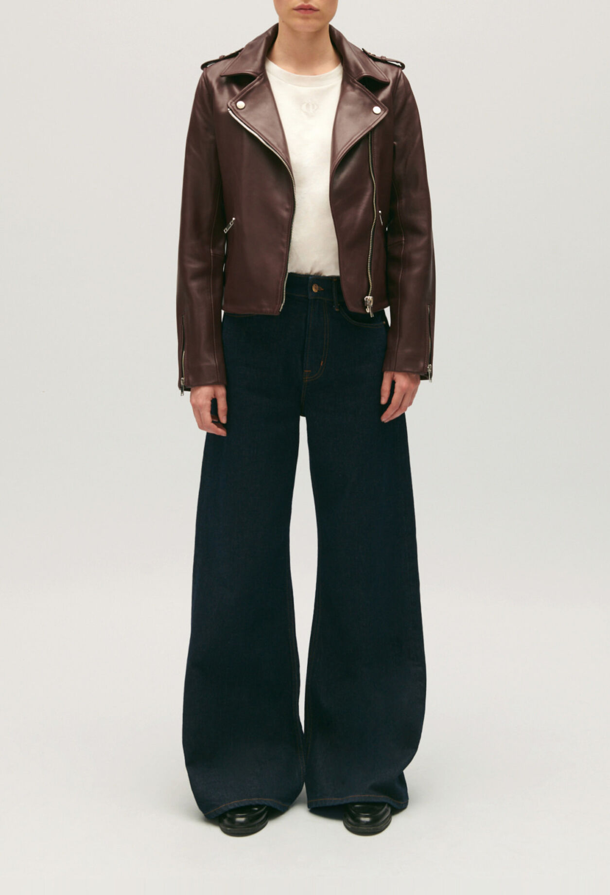 Veste cuir lisse noir