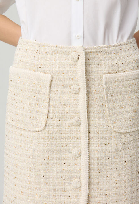 Jupe courte tweed boutonnée
