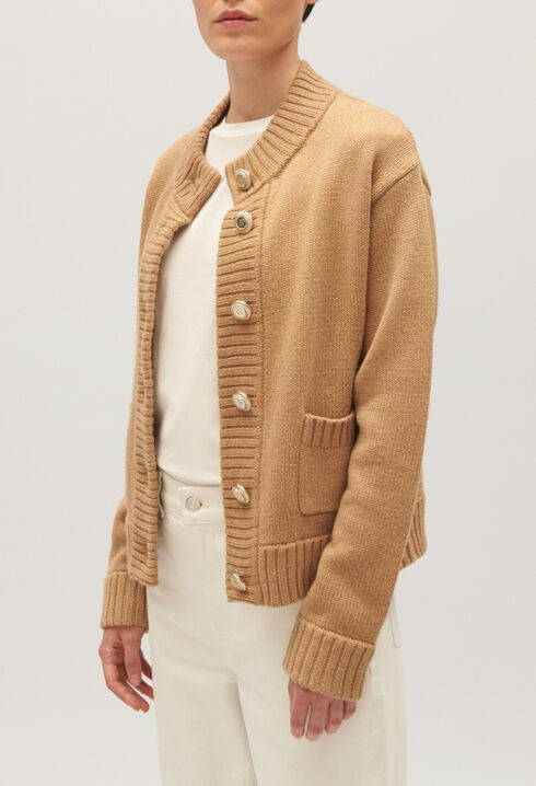 Cardigan court maille épaisse