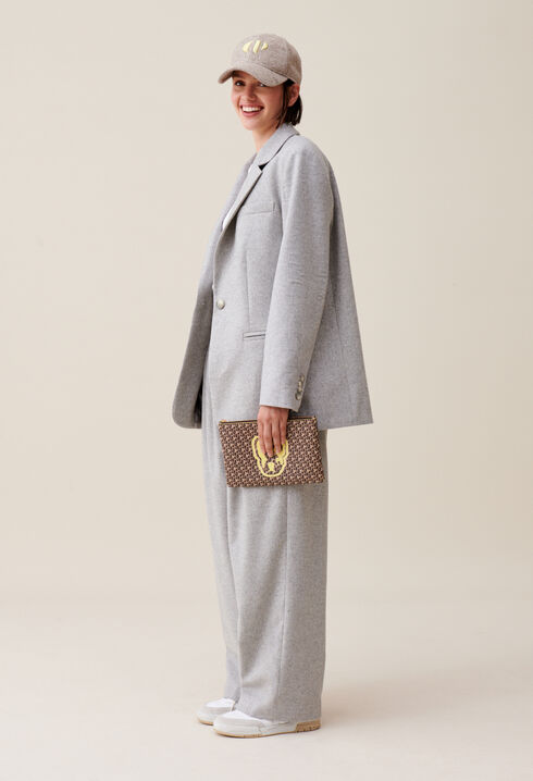 Veste tailleur gris laine mélangée