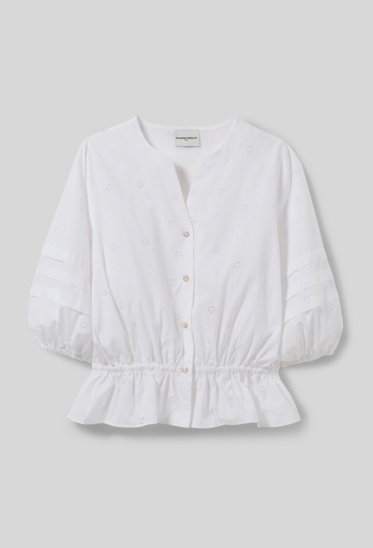 Chemise élastiquée brodée