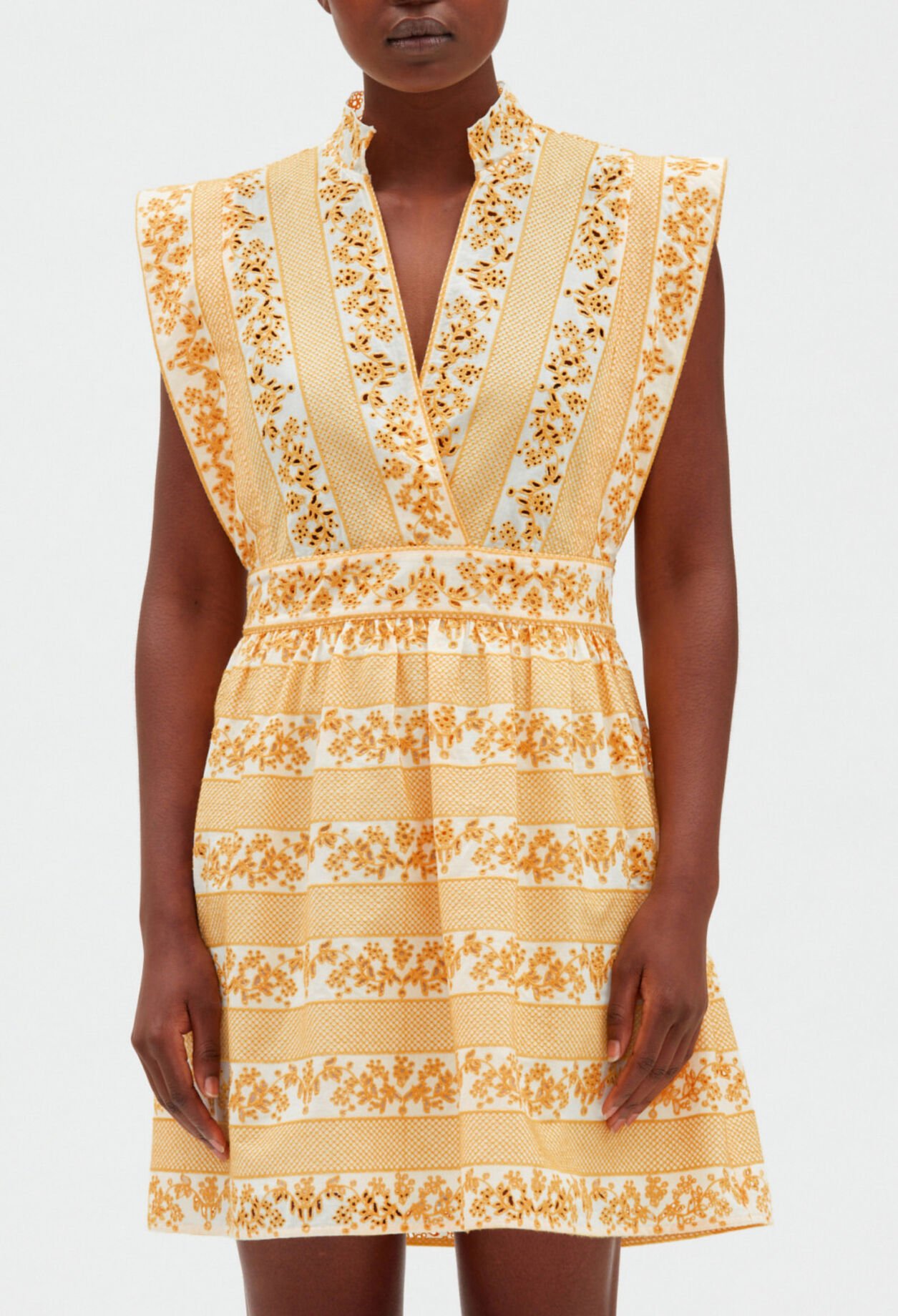 Short embroidered white cotton dress